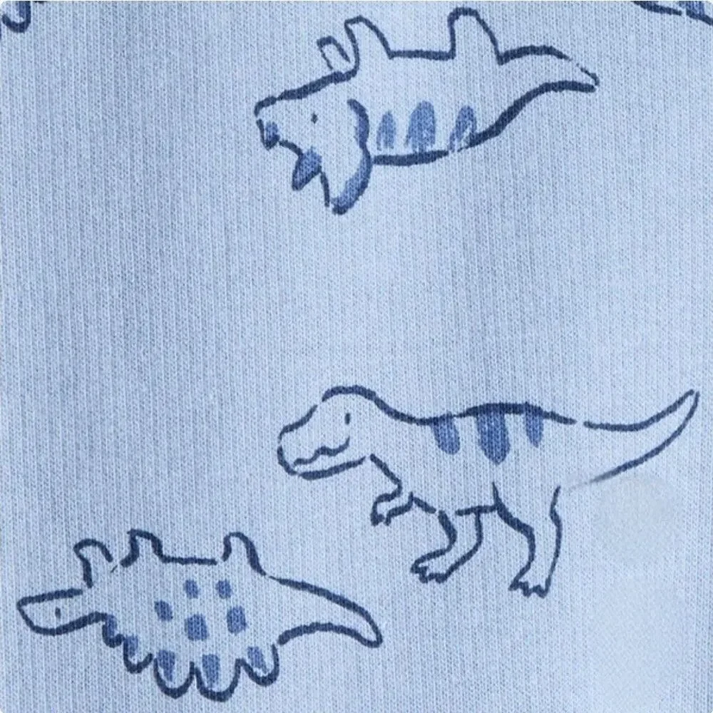 Carter's Baby Boy 2-pack Cotton Snap Jumpsuits Footies Blue Dinosaur Print 12M